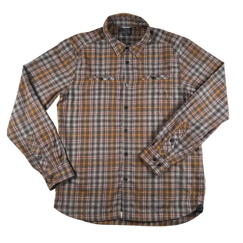 Rab Shirt Mens Large Brown Plaid Long Sleeve Button Up Dawson Outdoor Casual